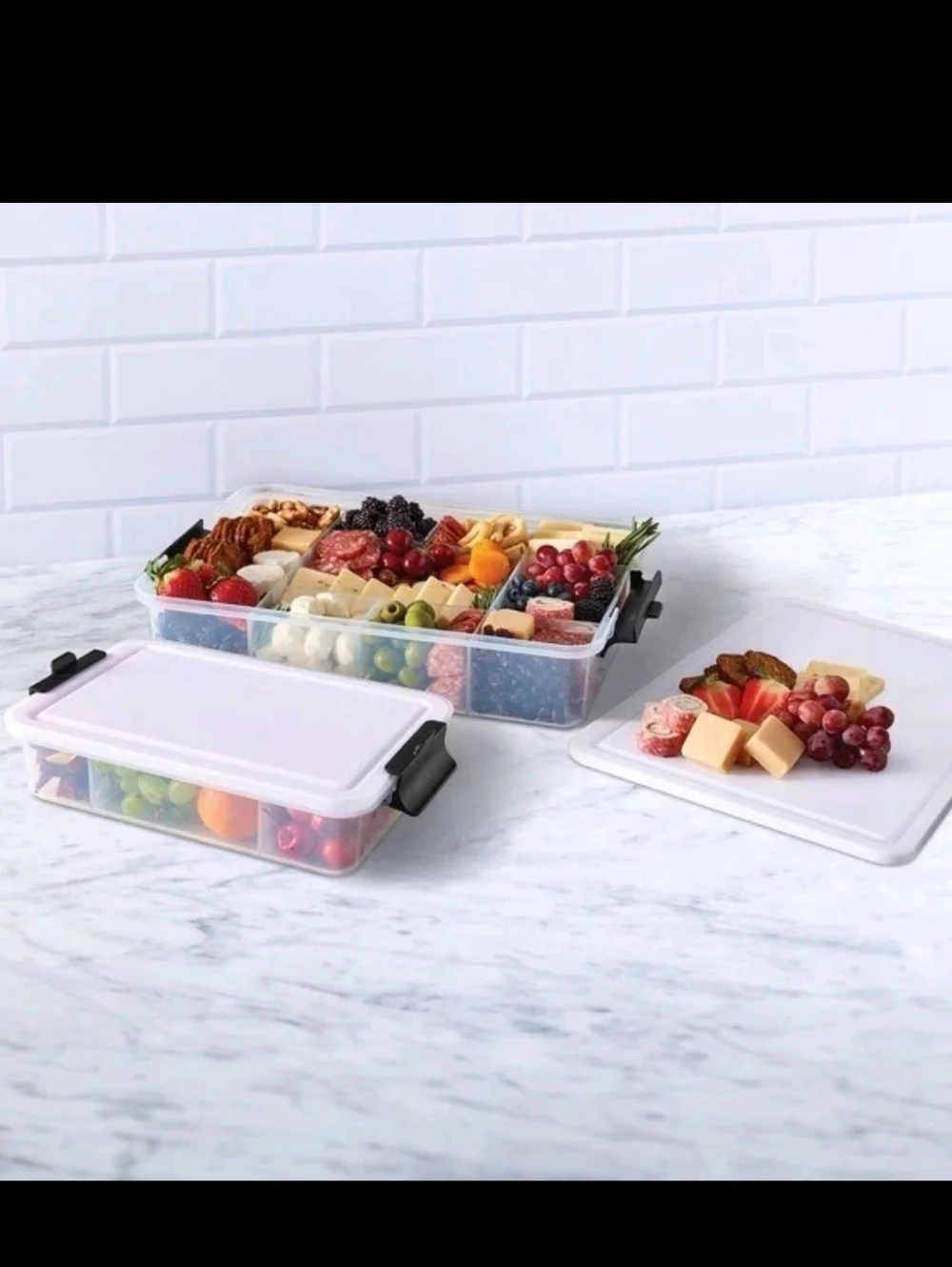 Sabatier SnackleBox 2 Piece Set with Cutting Board Lids. New